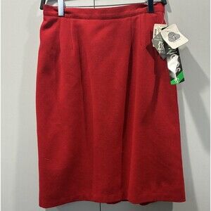 Deadstock Vintage Briggs New York Red Pure Wool Skirt USA Made Size 12 Old Money